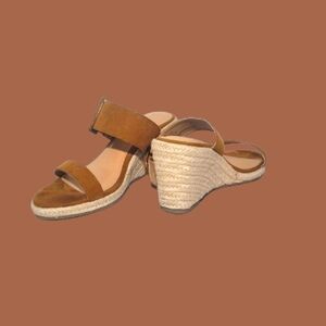 Cream and brown buckle sandals